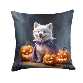 American Eskimo Puppy Halloween Throw Pillow Machine Washable, Indoor Outdoor Decorative Pillow for Couch, Bed or Patio, 14Hx14W
