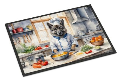 NEW Norwegian Elkhound The Chef Doormat Front Door Mat Indoor Outdoor Rugs for Entryway, Non Slip Washable Low Pile, 18H X 27W