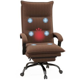Executive Massage Office Chair with 6 Vibration Points, Microfiber Computer Desk Chair, Heated Reclining Chair with Footrest, Armrest, Double Pad