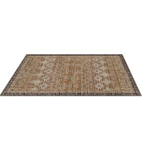 Large Area Rug 9 x 12 ft Anti-Skid Tear-Resistant Floor Mat Vintage Brown Green