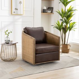 COOLMORE Swivel Barrel Chair, Comfy Round Accent Sofa Chair for Living Room, 360 Degree Swivel Barrel Club Chair, Leisure Arm Chair for Nursery,