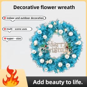 1 Piece Of 24-inch Blue-themed Garland, With Silver Balls And Christmas Letter Accessories, Optionally With Lights (Option: Blue-Yes)