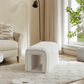 Ottoman Storage Bench Pet Supplies Corduroy Bench Cat's Nest To Hide For The Living Room, Entryway And Bedroom (Color: Beige)