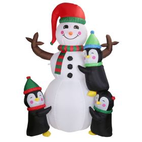 1Pc 5.9FT Christmas Inflatable Outdoor Decoration Snowman Penguin Blow Up Yard Decoration With LED Light Built-in Air Blower For Winter Holiday X (Color: White)