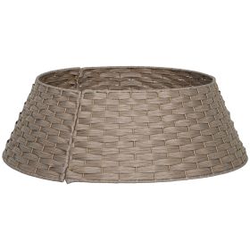 27 Inch Rustic Christmas Tree Skirt, Plastic Woven Christmas Tree Collar For Party, Holiday, Home Decoration, Coffee (Color: Coffee)