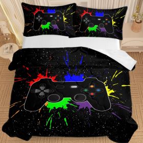 Black Video Game Comforter For Girls Boys Red Blue Green Purple Yellow Ink Game Controller Bedding Boy Bedroom Living Bed Decor With 1 Comforter (Option: Full-Black)