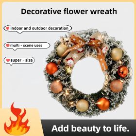 60cm Christmas Wreath With Glitter Balls & LED Lights - Festive Holiday Decor (Option: 60cm-Yes)