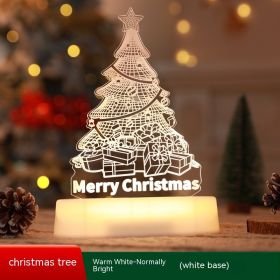 Christmas Decoration 3D Lamp Acrylic LED Night Lights New Year Valentines Day Christmas Kids Gift Christmas Ornaments (Option: Christmas Tree-Warm White)